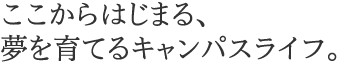 ここからはじまる、夢を育てるキャンパスライフ。