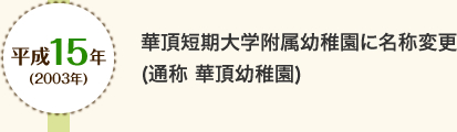 平成15年(2003年) 華頂短期大学附属幼稚園に名称変更(通称 華頂幼稚園)