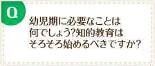 幼児期に必要なことは何でしょう？知的教育はそろそろ始めるべきですか？