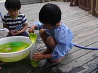 3歳児　氷で遊んだよ